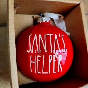 Rae Dunn Santas Helper red Christmas tree ornament
